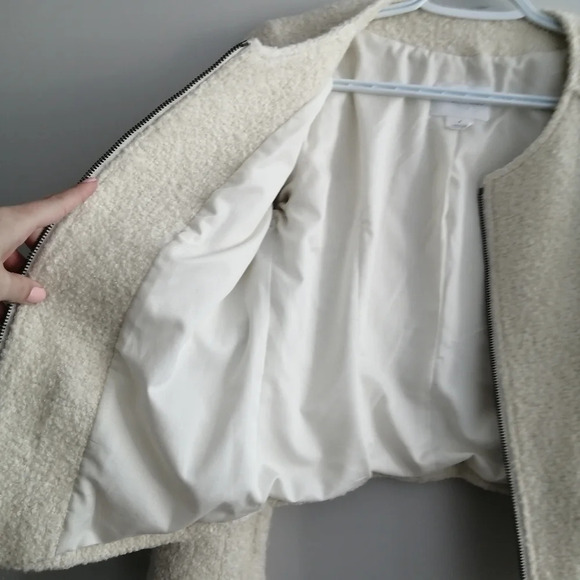 Club Monaco Sherpa Wool Blend Cream Zip Up Blazer Size 4 - Picture 6 of 16